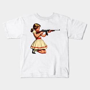 The Little Girl and a Toy Gun Kids T-Shirt